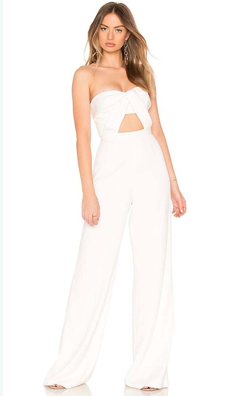 Jay Godfrey White Strapless Cutout Wide Leg Jumpsuit Size 4
